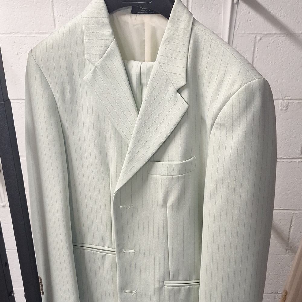 Boys Classic Light Green Pinstripe Suit